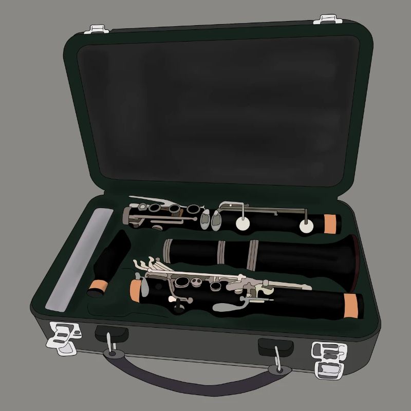Clarinet Disassembled Inside a Suitcase