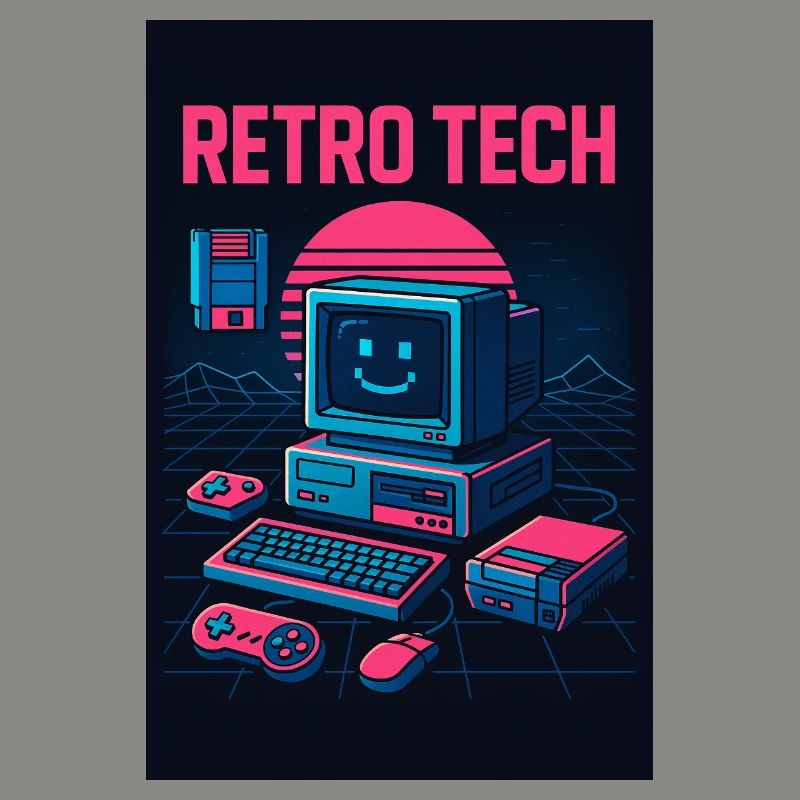 Retro Tech Computer Graphic Designer with Smile