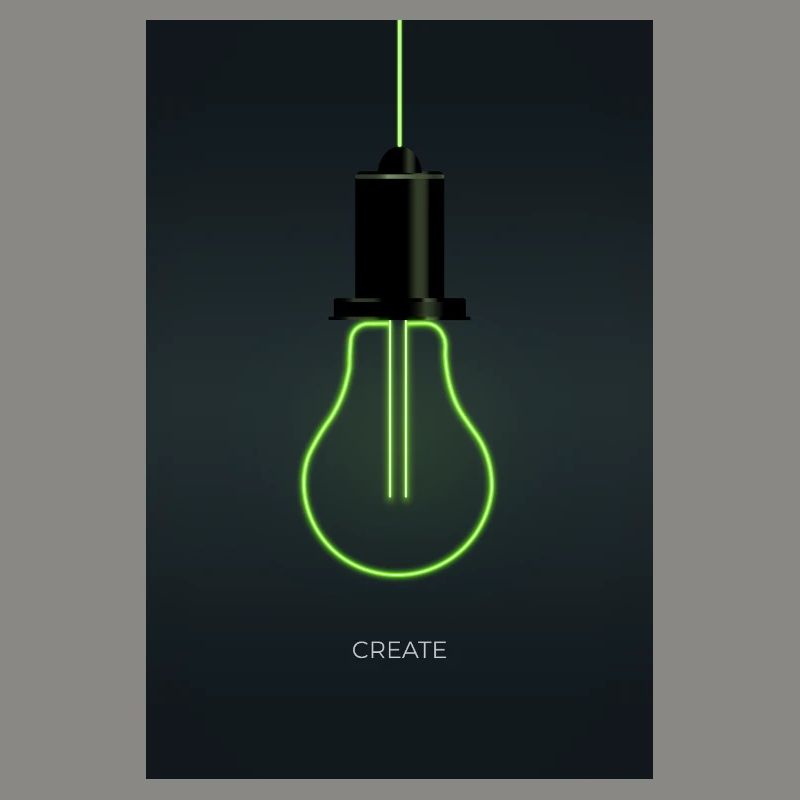 Create – Neon light bulb for creative minds