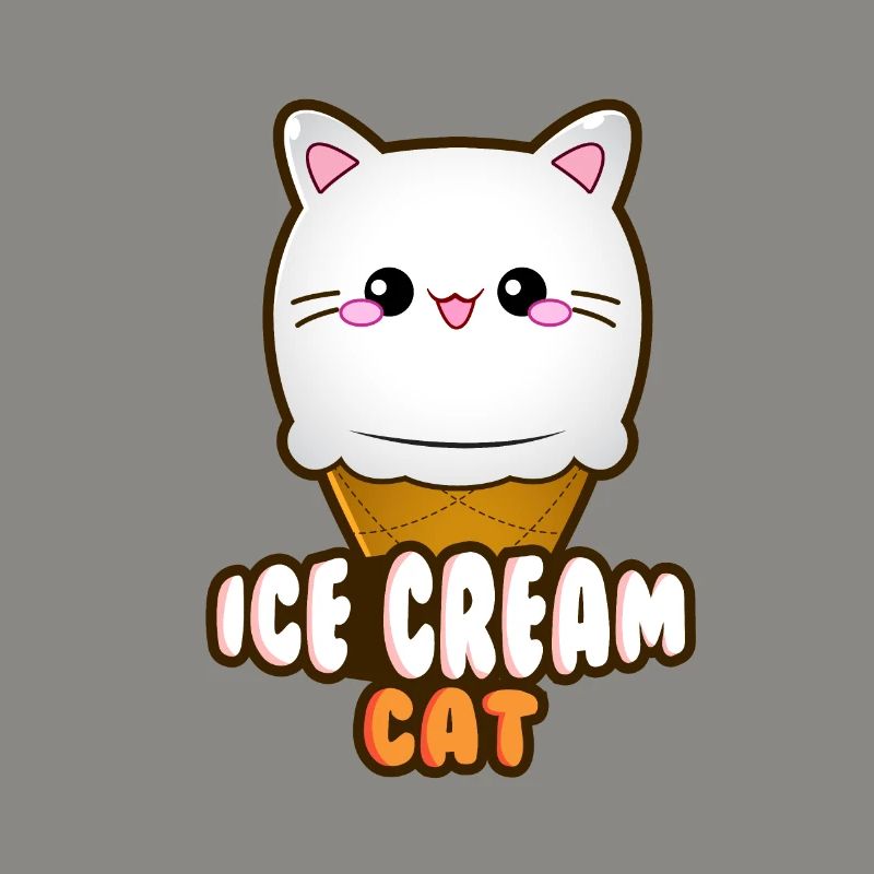 Ice Cream Cat Eiscreme Eis Katze Vanille Eiskugel