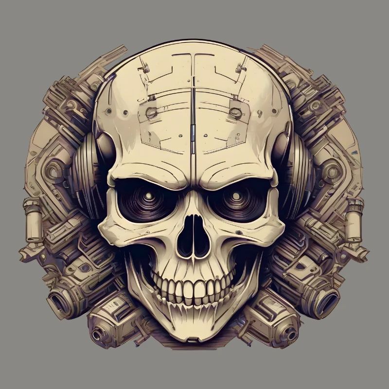 Bionic Schädel - Comic-Stil Logo