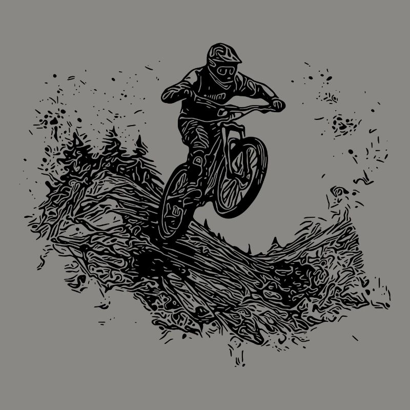 Radfahrer Mountainbiker Berg Abfahrt Sprung