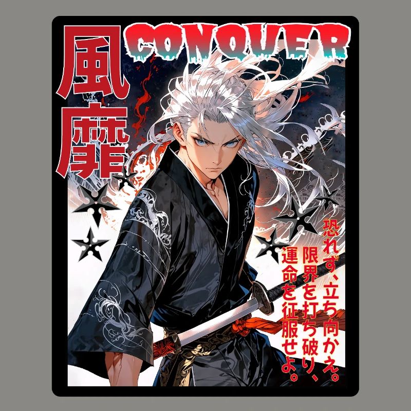 Kämpferischer Samurai mit Windmuster