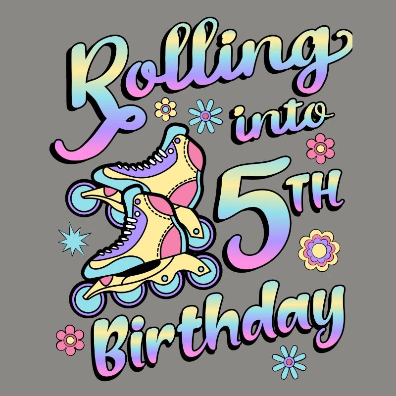 Rolling Into 5th Birthday Roller Skater Inline