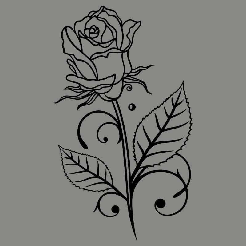 Rose mit Blättern
