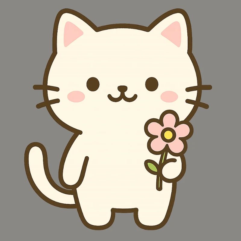 Chat mignon avec fleur