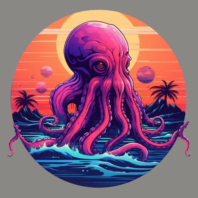 Octopus 80s synthwave 1 without stroke