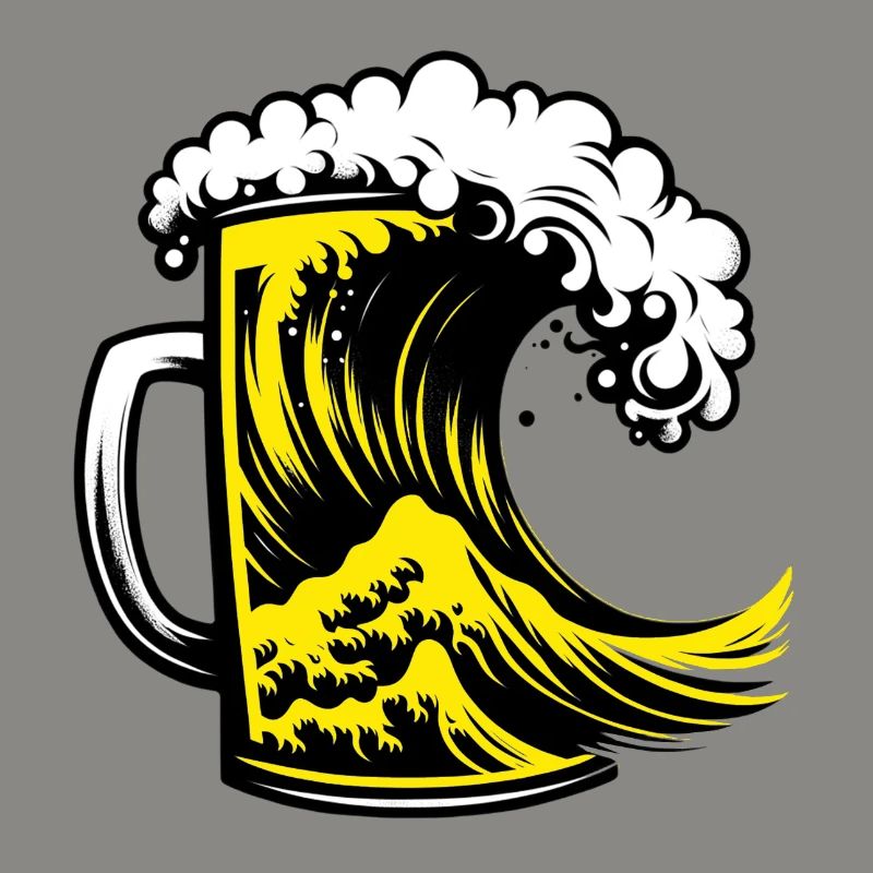 La grande vague de bière Source de bière Beauté mousseuse