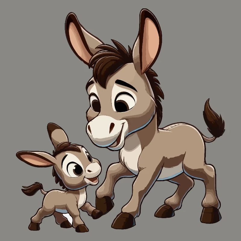 Eselmutter mit Kind grau