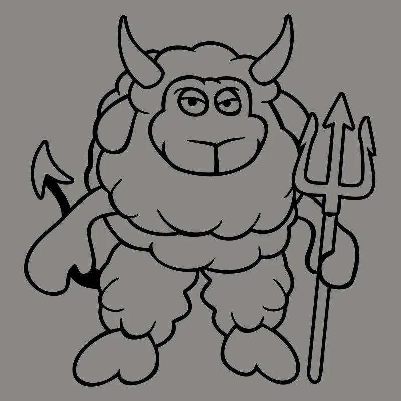 Sheep Devil Satan Hell Evil Trident Horns Cool