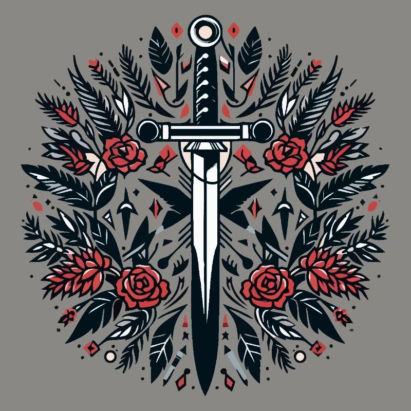 Une épée parmi les fleurs