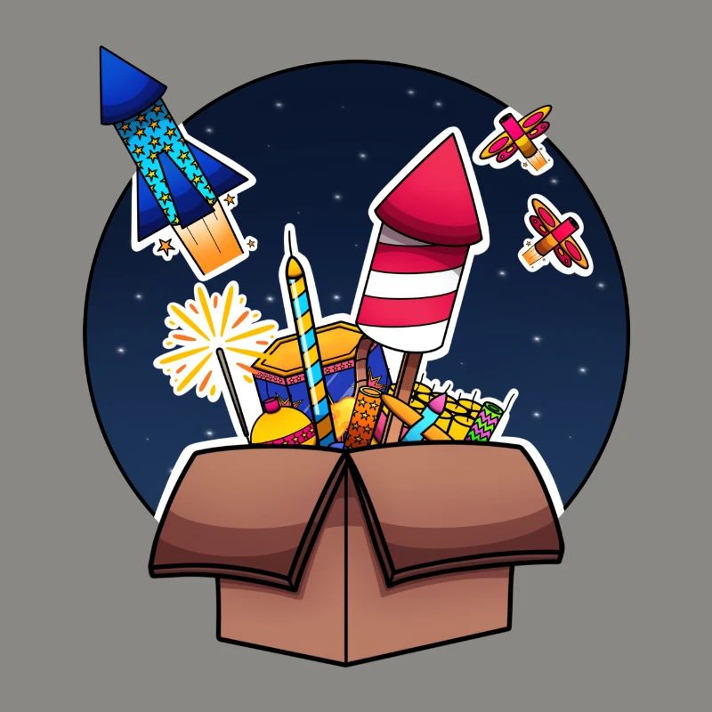Colorful Fireworks In Box Exploding