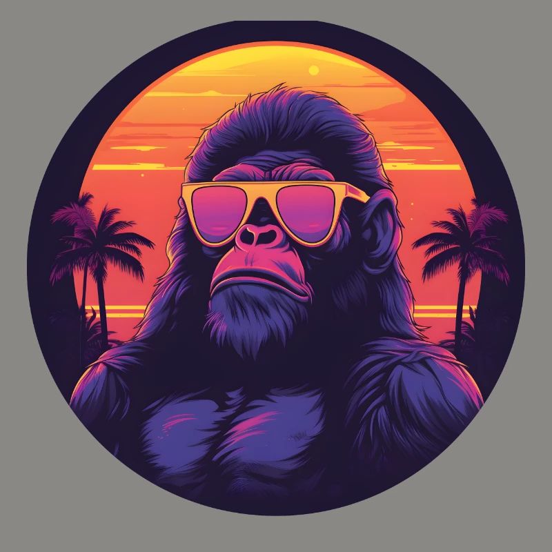 Synthwave gorilla Sunset