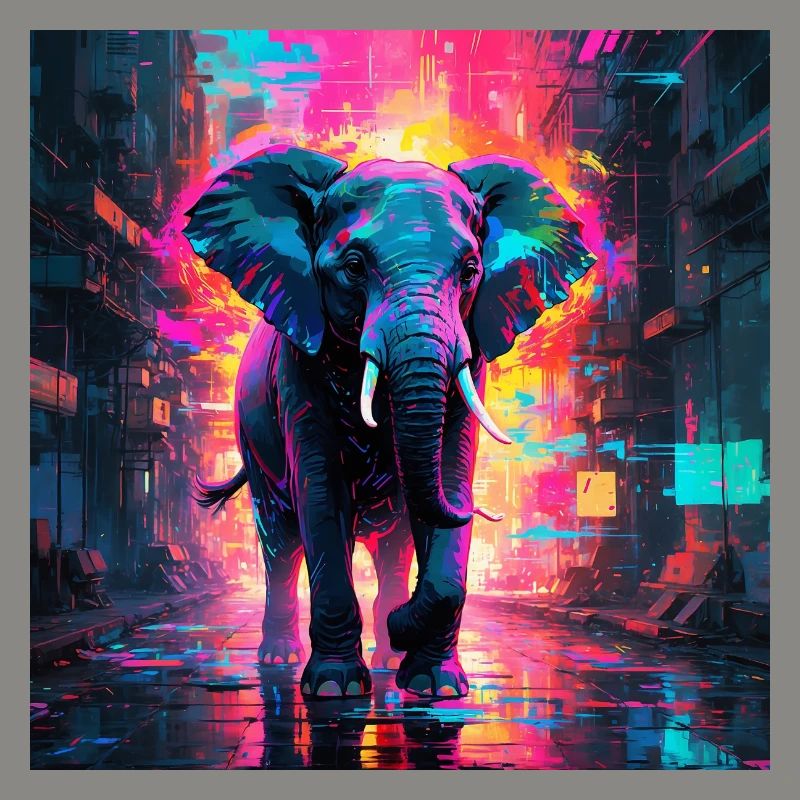 Éléphant néon