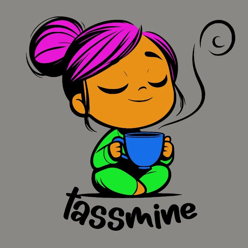 Tassmine enspannt mit einer Tasse Tee oder Kaffee