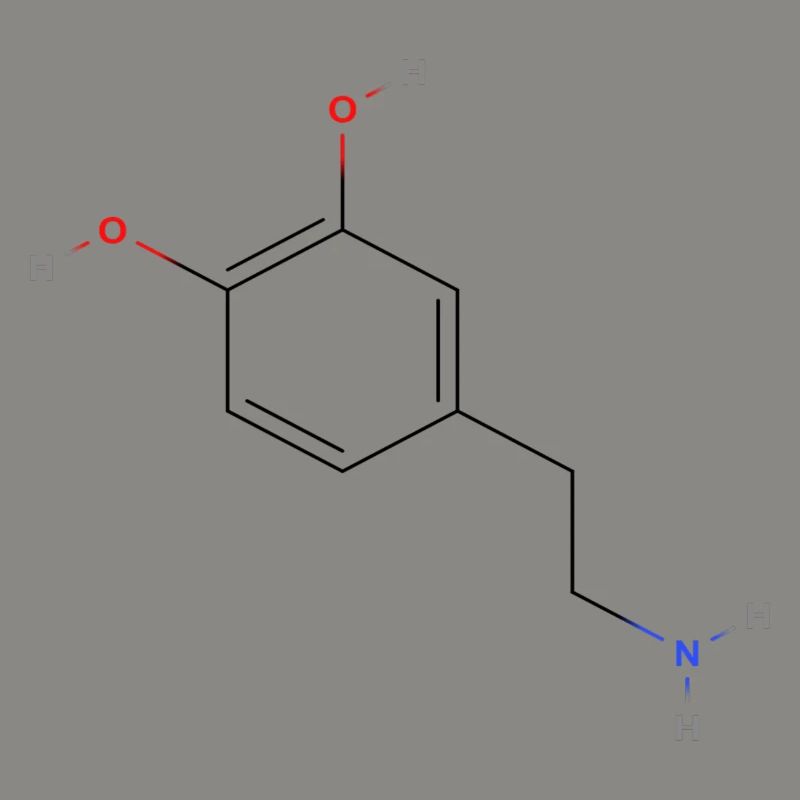 Dopamine Molecule - Colored Structural Formula