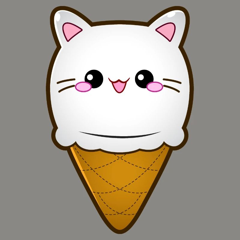 Ice Cream Cat Eiscreme Eis Katze Vanille Eiskugel