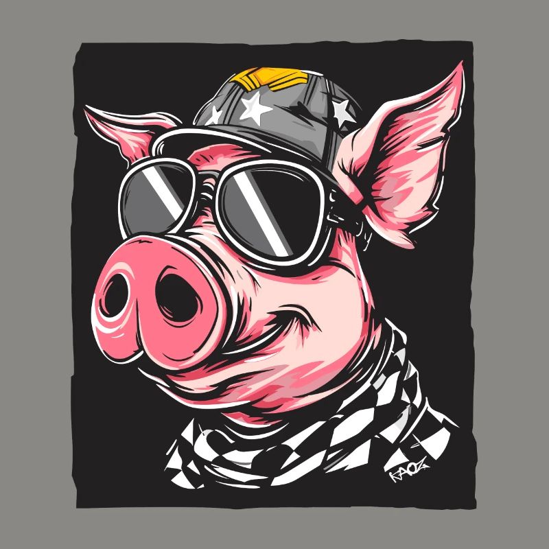 Drapeau à damier Fan de course cochon