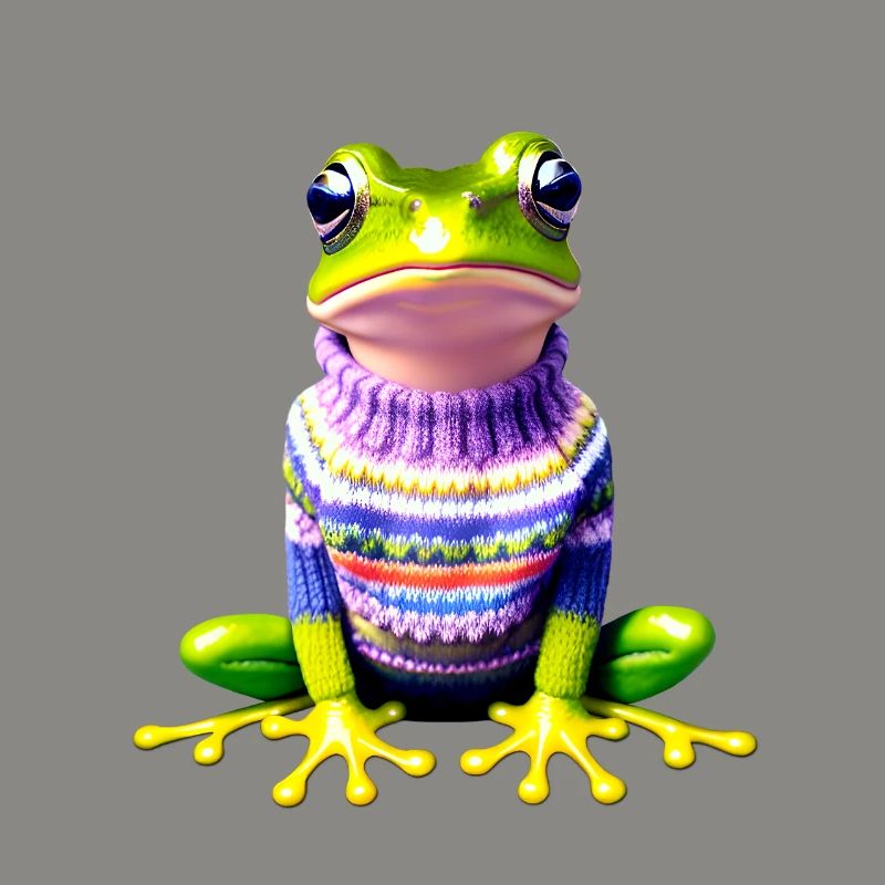 Kleiner Regenbogenfrosch mit Norweger-Pullover