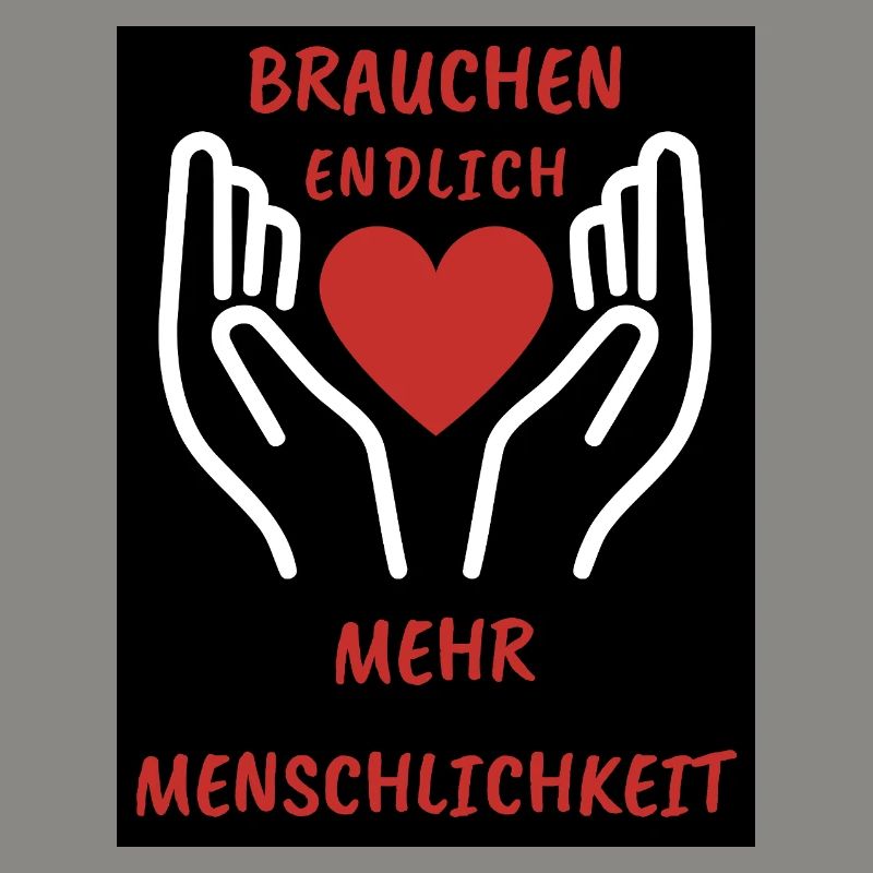 Herz- und Handdesign mit Botschaft