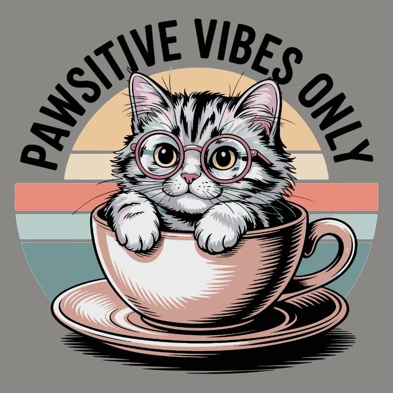 Pawsitive Vibes Only – Chat dans une tasse
