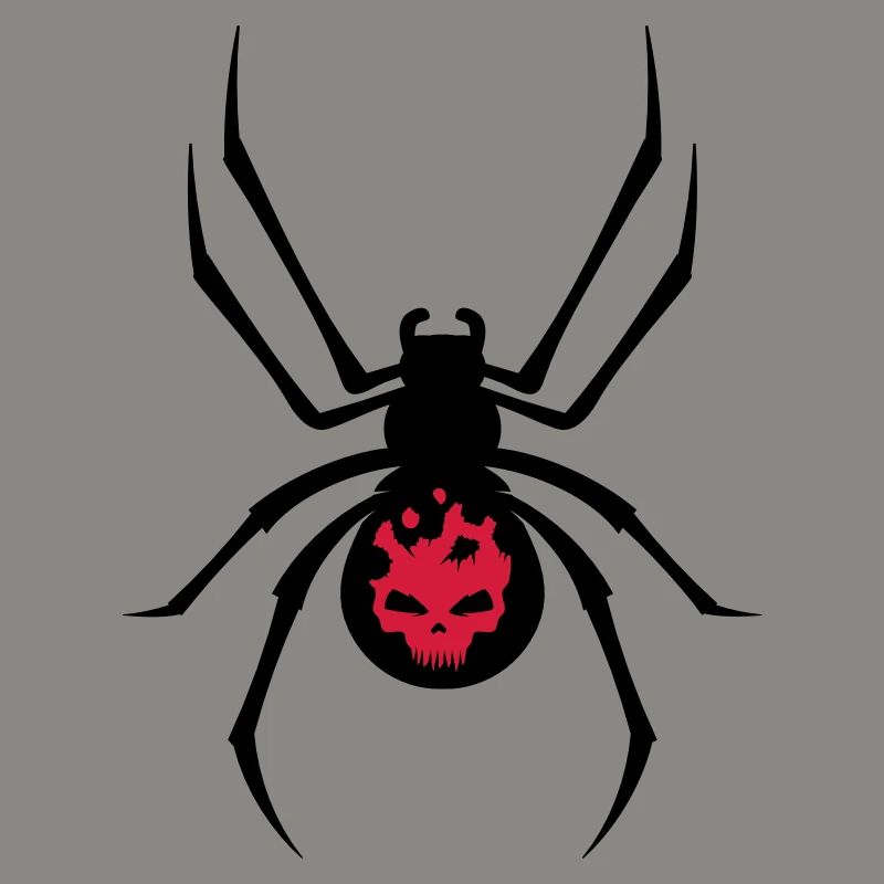 Schwarze Spinne mit Skull Muster