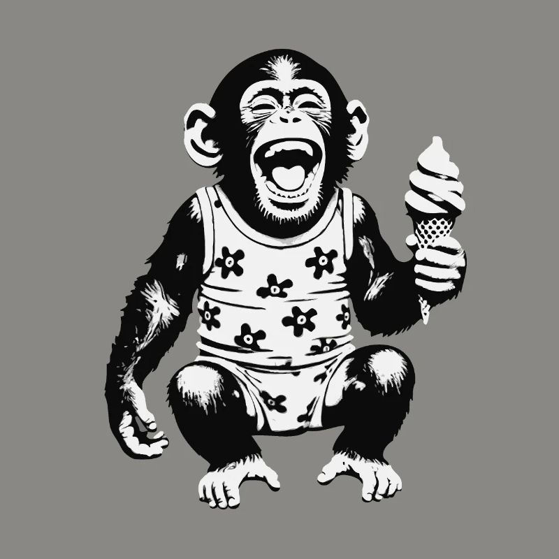 Lachendes Äffchen mit Eis