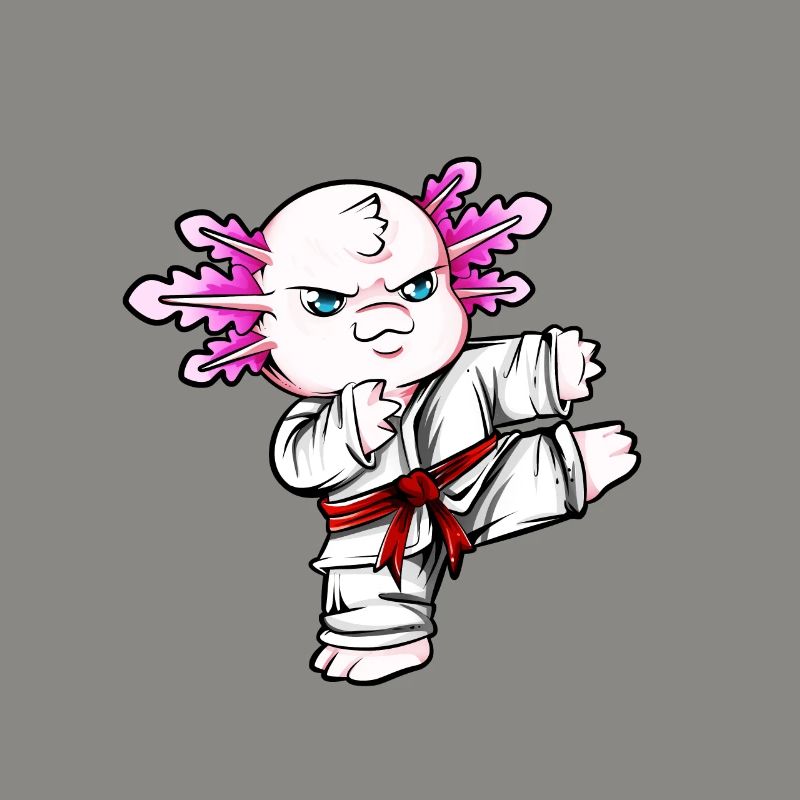 Comic Axolotl makes karate