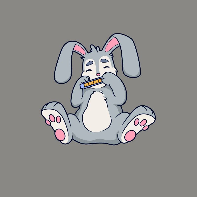 Rabbit plays harmonica