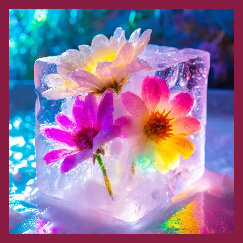 Blumen im Eis
