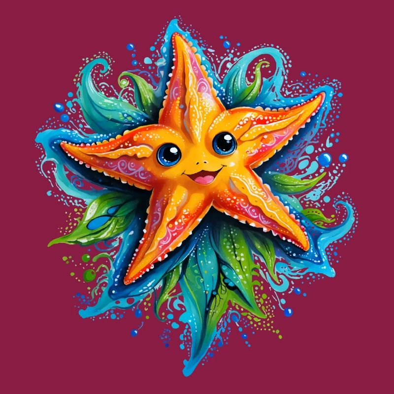 Étoile de mer jaune joyeuse dans le vortex bleu