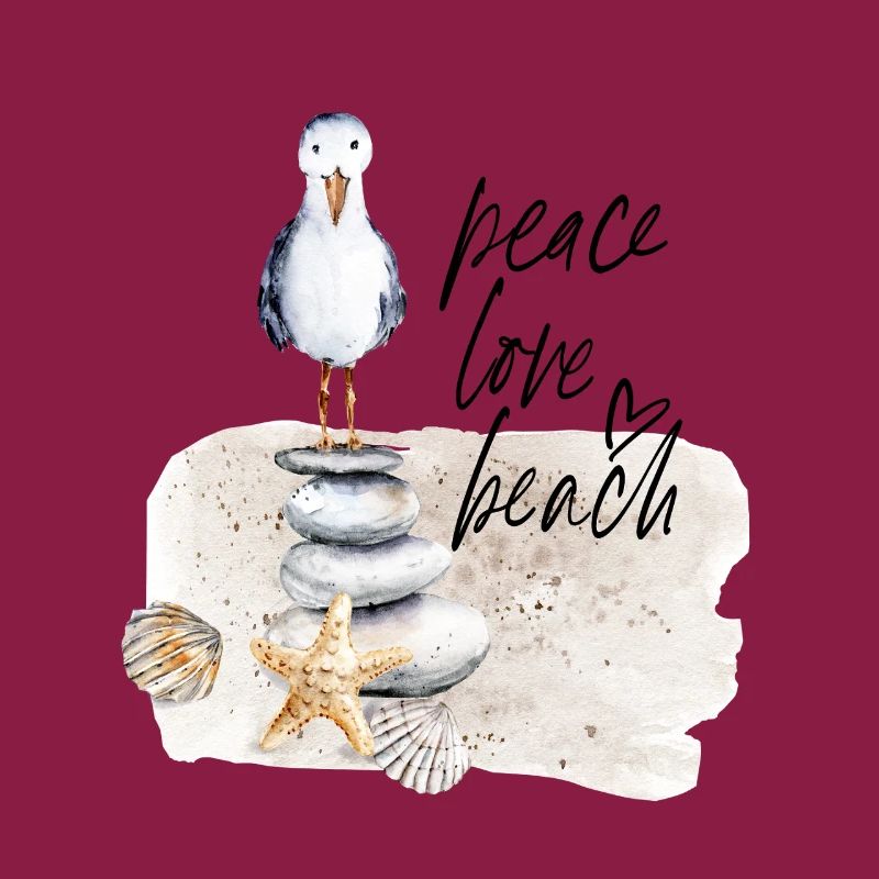 Beach Bird on Stone Stack Watercolors