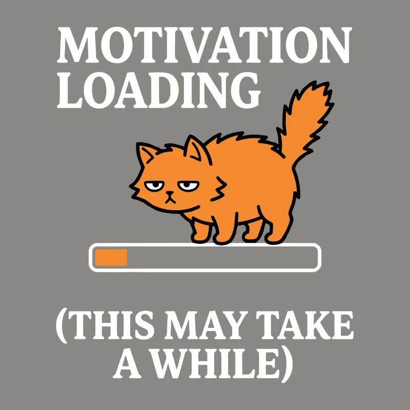 Motivation Loading Tired Cat with Loading Bar
