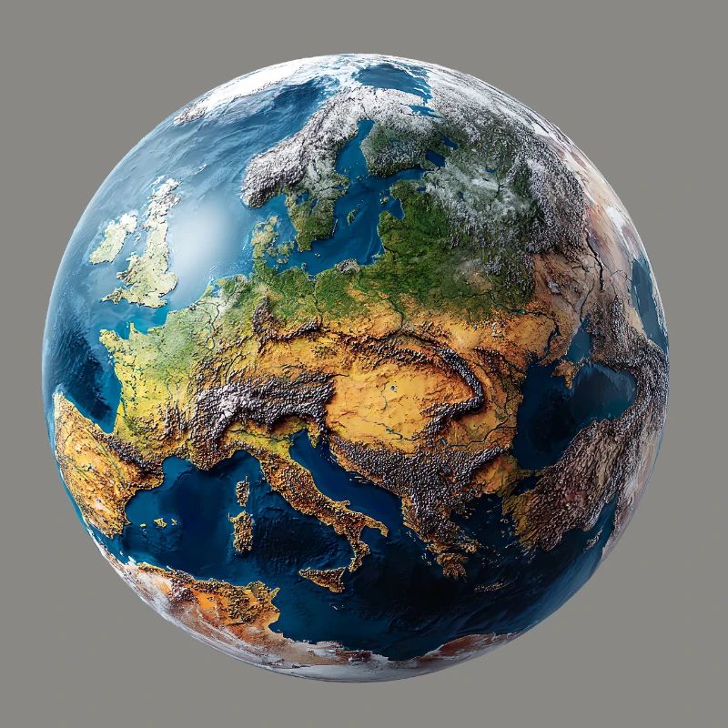 Conception du globe : paysage Europe-Asie