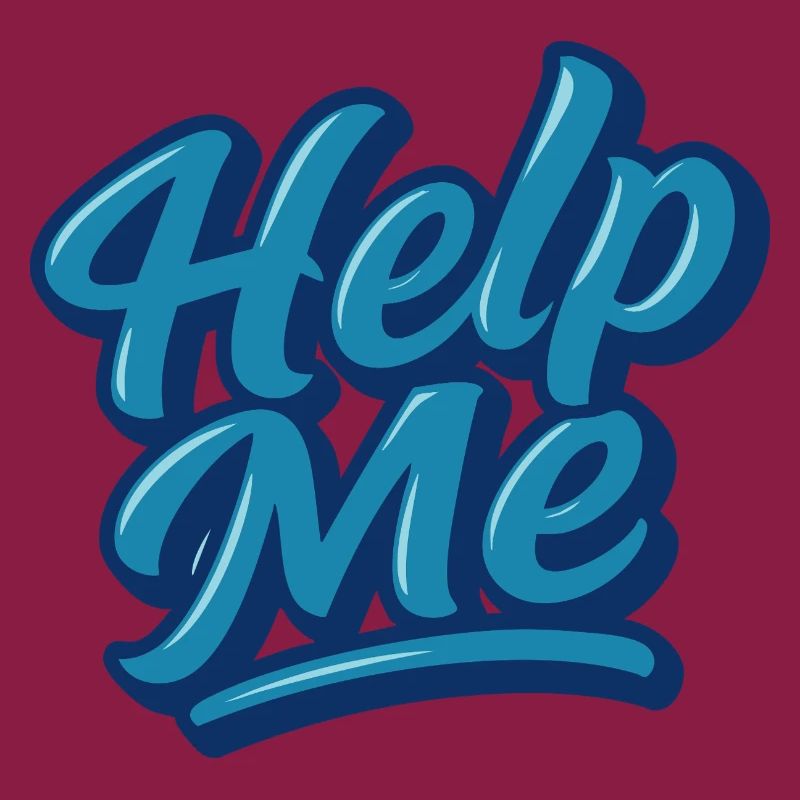 Help Me Blue Script Logo