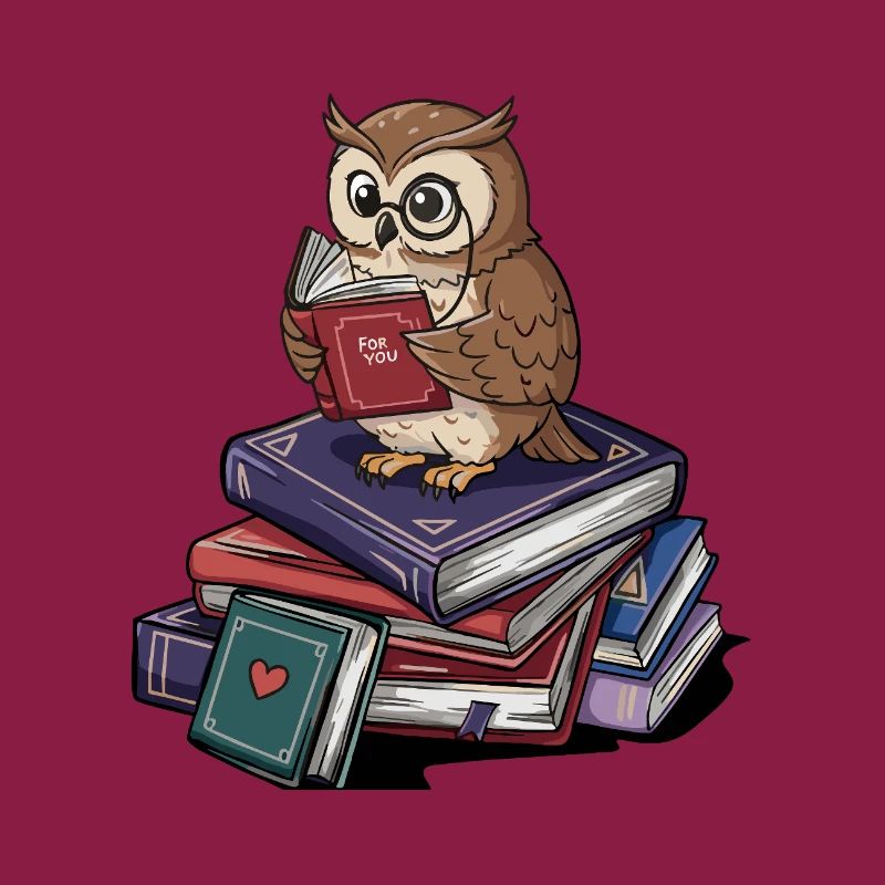 Bücherwurm-Eule-Vogel liest Bücher Kunst