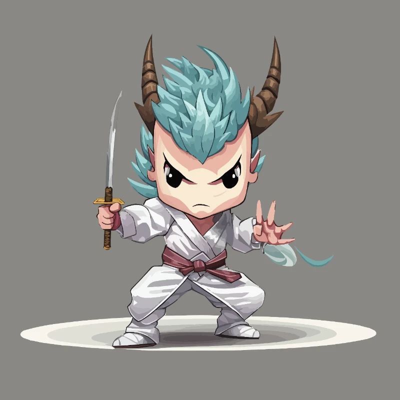 Chibi Krieger mit Katana
