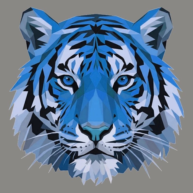Blauer Polygon-Tiger Kopf