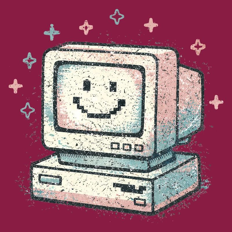 Süßer Retro-Computer Vintage 80s Tech Style