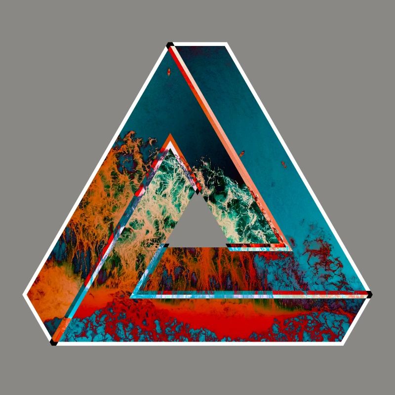 Penrose triangle optical illusion colored patterned