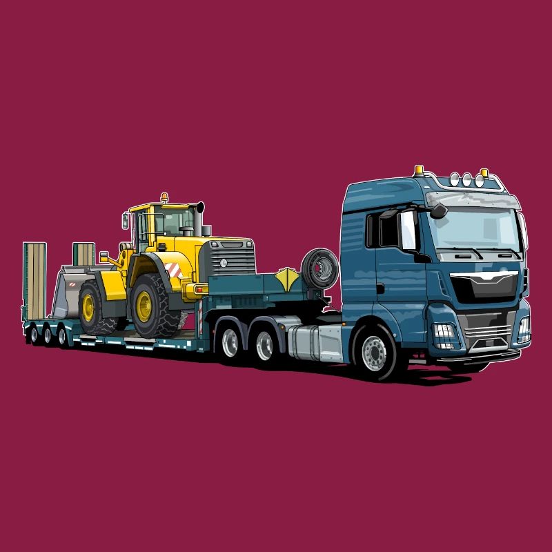 Tieflader mit Bagger