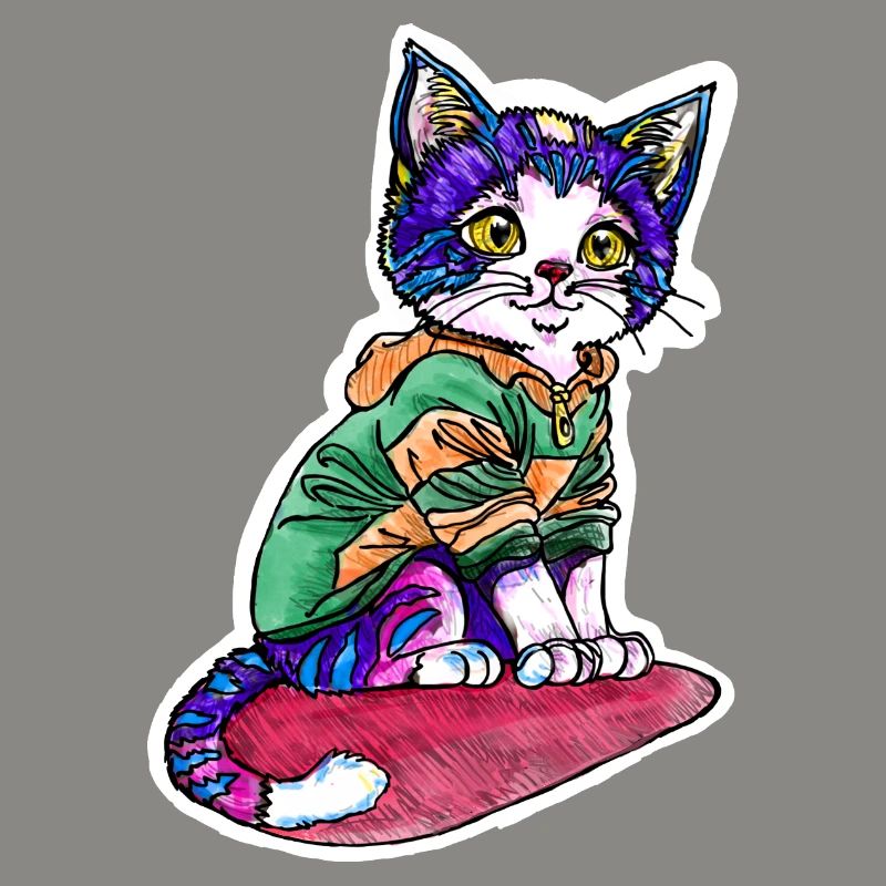 Chat en pull vert