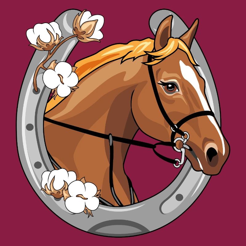 Horse head with a red mane in a frame