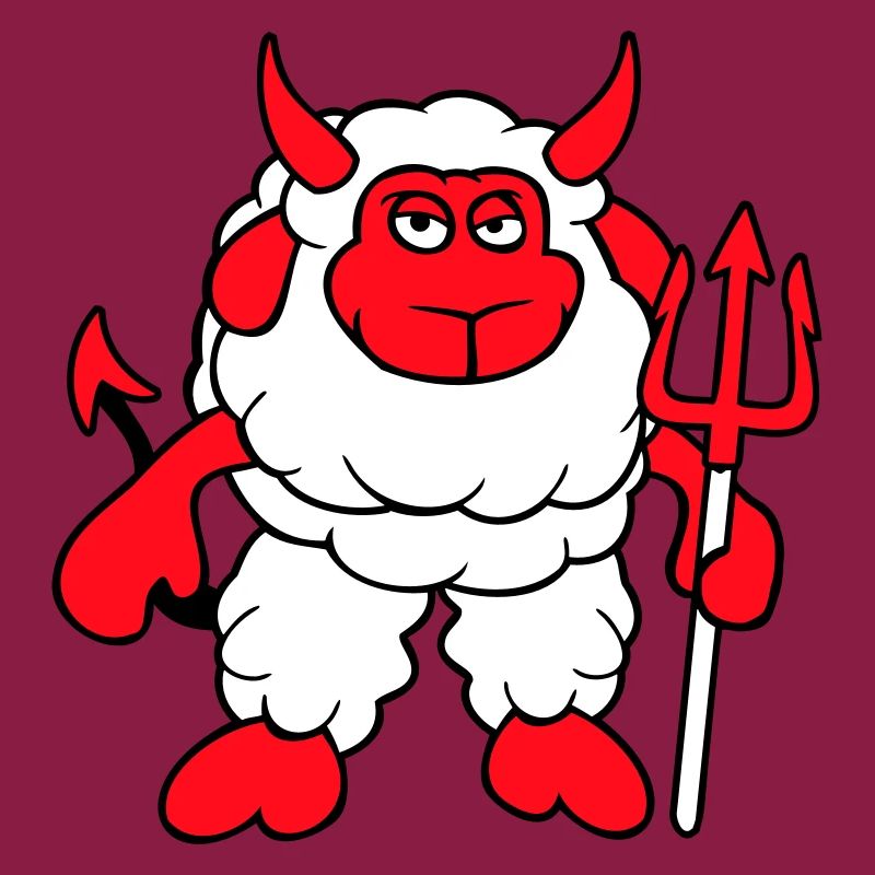 Sheep Devil Satan Hell Evil Trident Horns Cool