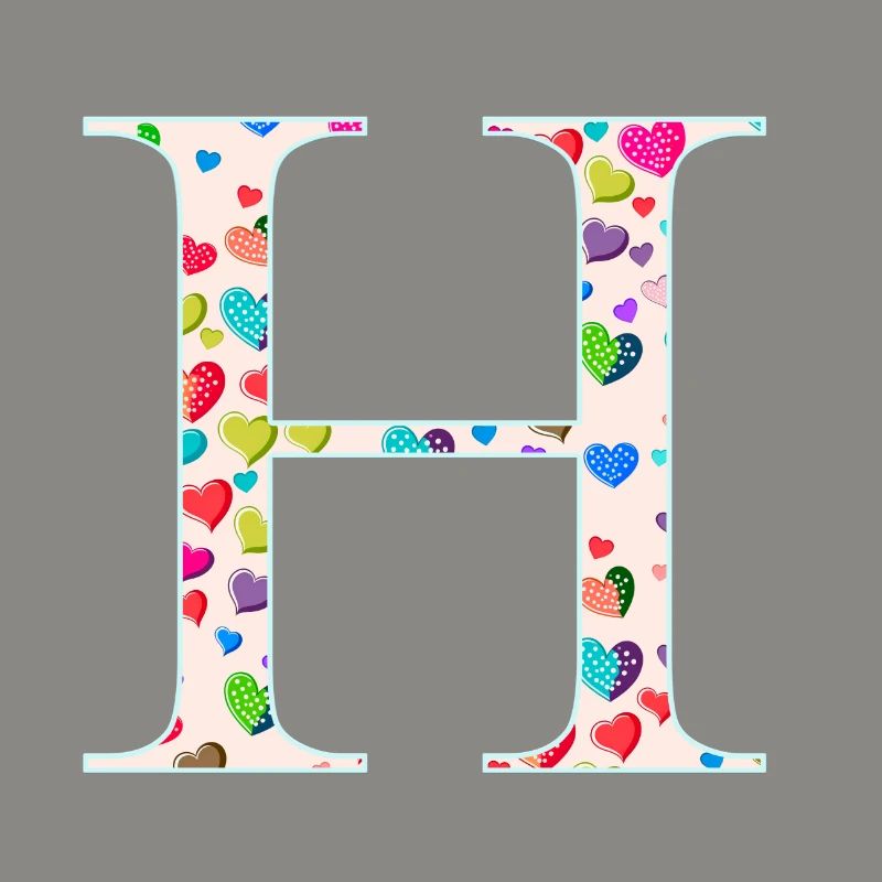 Customizable Monogram H Heart Pattern