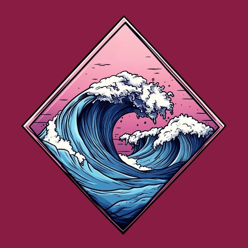 wave logo, diamond shape, ocean design