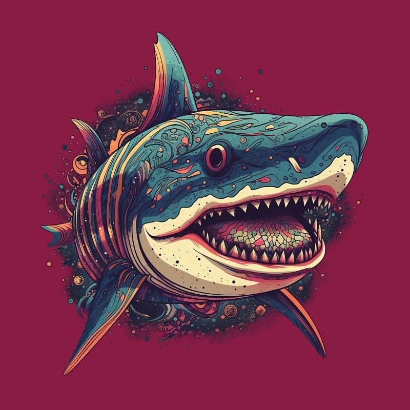 Cool trippy shark with boho patterns