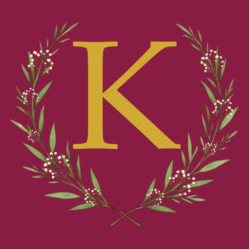 K Monogram, Eucalyptus Wreath, Personalizable