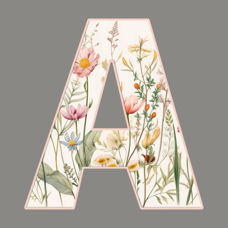 Buchstabe A, Monogramm, Blumenmuster