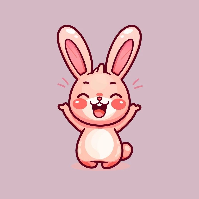 Lapin content, mignon, rose